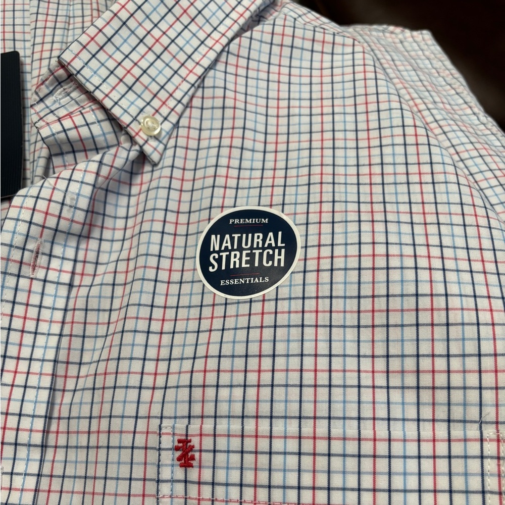 Izod Red and Blue Plaid Casual Shirt